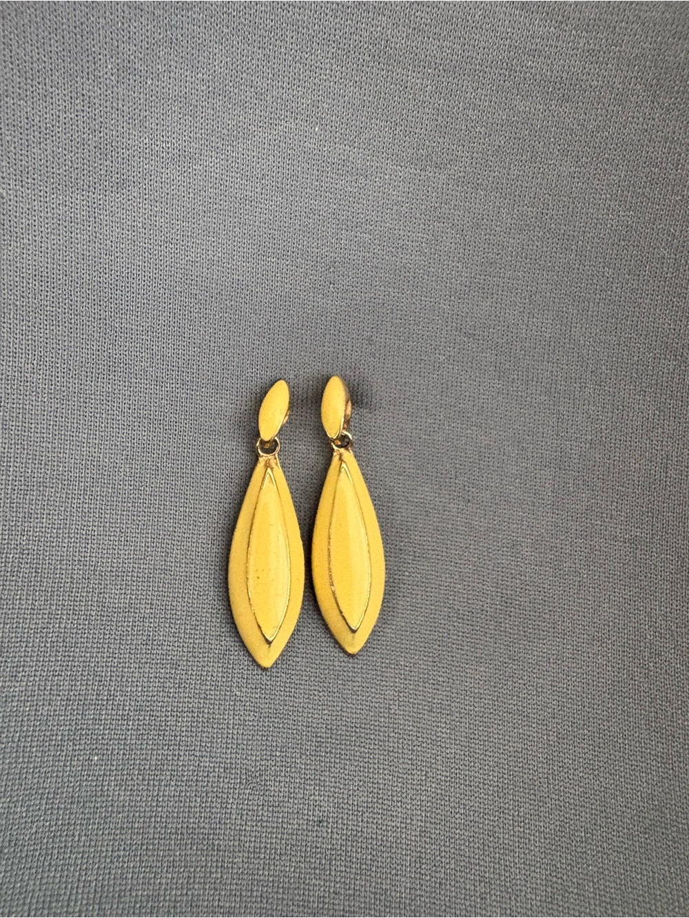 Yellow Enamel Teardrop Dangle Earrings - vintage